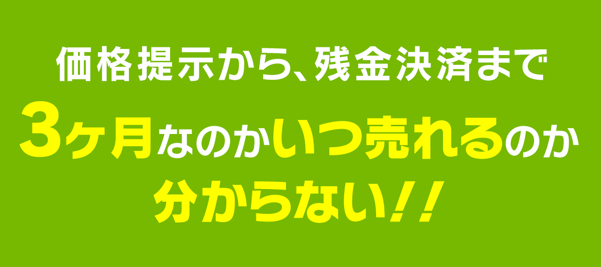 価格提示から、残金決済まで3ヶ月なのかいつ売れるのか分からない！！